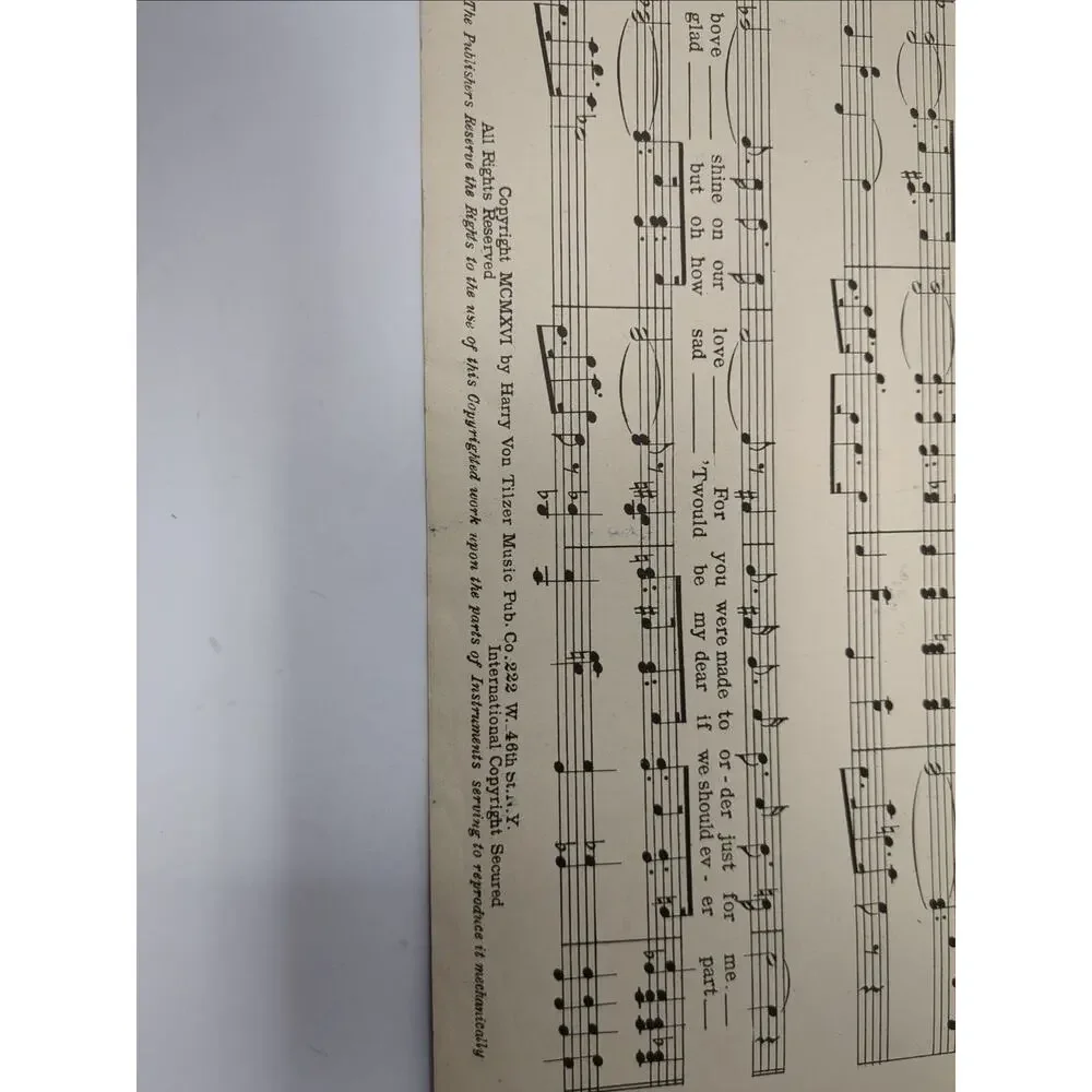 1916 You Were Just‎ Made To Order For Me Sheet Music by Harry Von Tilzer